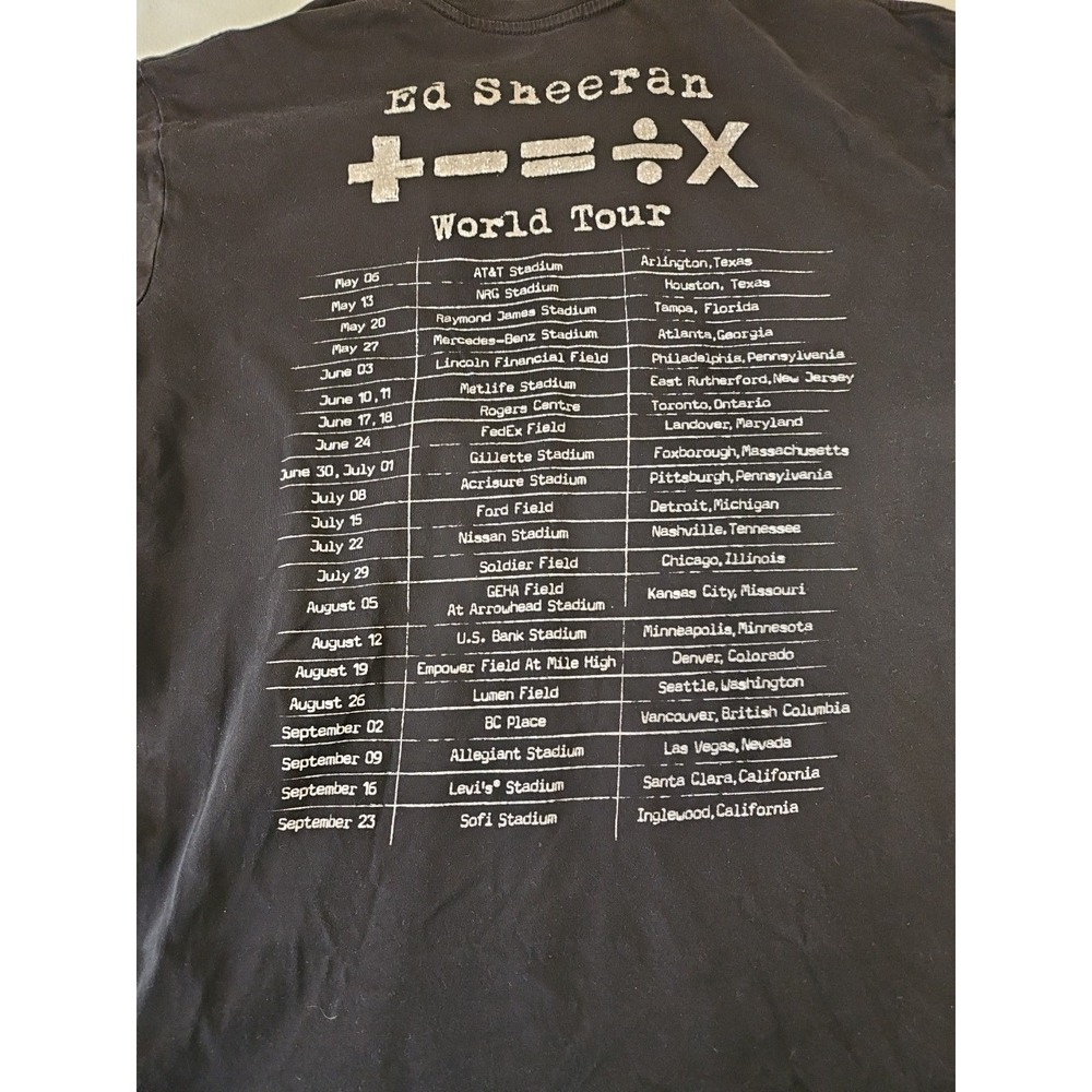 Ed Sheeran T-shirt Mens Medium Divide World‎ Tour Black Cotton Short Sleeve Tee - Picture 2 of 3